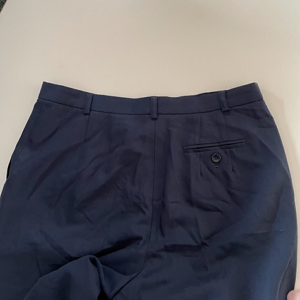 Vintage Talbots Pant Trouser HIgh Rise Wool Lined Navy Blue Black Pleated Classi - Picture 6 of 11